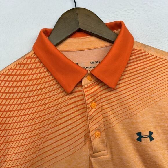 Under Armour Polo Shirt men's large Orange Playoff Performance Collared Golf - Picture 1 of 9